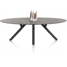 Minato 240 x 110cm Ellipse Dining Table (Light Grey Finish) by Habufa