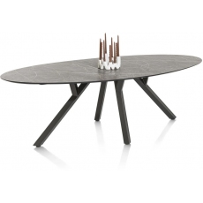 Minato 240 x 110cm Ellipse Dining Table (Light Grey Finish) by Habufa