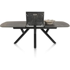 Minato 180-240 x 100cm Extending Oval Dining Table (Onyx Finish) by Habufa