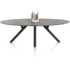 Minato 240 x 110cm Ellipse Dining Table (Light Grey Finish) by Habufa