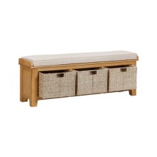 Queensbury Oak Hall Bench with Baskets