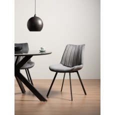Pair of Fontana Dining Chairs (Grey Velvet Fabric) by Bentley Designs