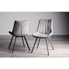 Pair of Fontana Dining Chairs (Grey Velvet Fabric) by Bentley Designs