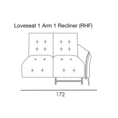Bolzano Loveseat 1 Arm 1 Recliner (RHF) by Italia Living