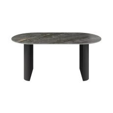 Santos 180 x 90cm Oval Gloss Grey Ceramic Dining Table