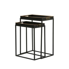 Set Of 2 Antique Gold Leaves Nesting Tables