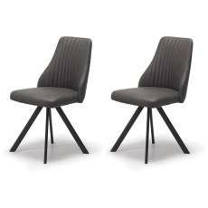 Pair of Austin Dining Chairs (Dark Grey Faux Leather) by Kesterport