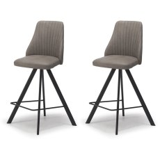 Pair of Austin Counter Stools (Light Grey Faux Leather) by Kesterport