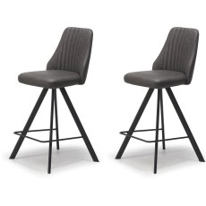 Pair of Austin Counter Stools (Dark Grey Faux Leather) by Kesterport