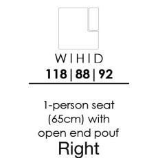 Skandia 1 Person Seat with Open End Pouf - Right - (X65H)