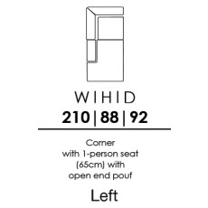 Skandia Corner with 1 Person Seat (65cm) with Open End Pouf - Left - (X65VHJ)