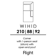 Skandia Corner with 1 Person Seat (65cm) with Open End Pouf - Right - (HJX65H)