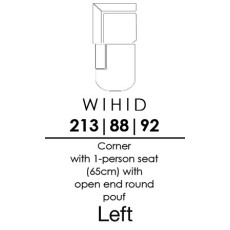 Skandia Corner with 1 Person Seat (65cm) with Open End Round Pouf- Left - (XR65VHJ)