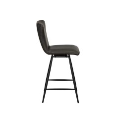 Pair of Isla Swivel Bar Stools (Dark Grey Distressed PU)