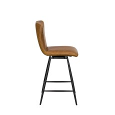 Pair of Isla Swivel Bar Stools (Tan Distressed PU)