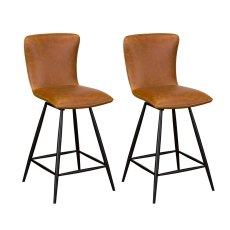 Pair of Isla Swivel Bar Stools (Tan Distressed PU) Pair of Isla Swivel Bar Stools (Tan Distressed PU)