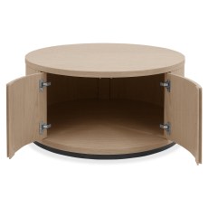 Luma Scandi Oak & Peppercorn Round Storage Coffee Table