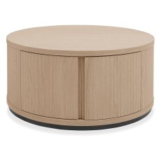 Luma Scandi Oak & Peppercorn Round Storage Coffee Table
