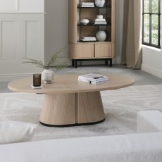 Luma Scandi Oak & Peppercorn Oval Coffee Table