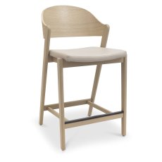 Luma Scandi Oak Bar Stool - Ivory Bonded Leather (Single)