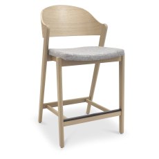 Luma Scandi Oak Bar Stool - Grey Fabric (Single)