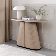Luma Scandi Oak & Peppercorn Oval Console Table