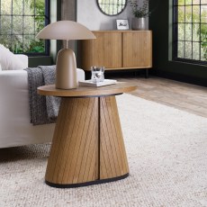 Luma Rustic Oak & Peppercorn Oval Lamp Table