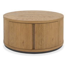 Luma Rustic Oak & Peppercorn Round Storage Coffee Table