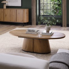 Luma Rustic Oak & Peppercorn Oval Coffee Table