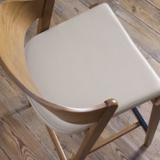 Luma Rustic Oak Bar Stool - Ivory Bonded Leather