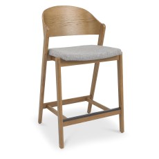 Luma Rustic Oak Bar Stool - Grey Fabric