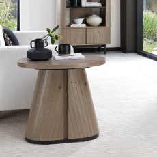 Luma Grey Oiled Oak & Peppercorn Oval Lamp Table