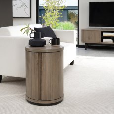 Luma Grey Oiled Oak & Peppercorn Round Lamp Table