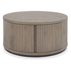 Luma Grey Oiled Oak & Peppercorn Round Storage Coffee Table