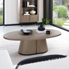 Luma Grey Oiled Oak & Peppercorn Oval Coffee Table