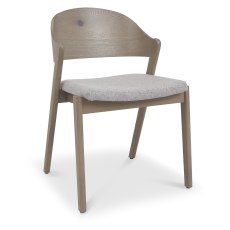 Pair of Luma Grey Oiled Oak Ply Back Dining Chairs - Grey Fabric