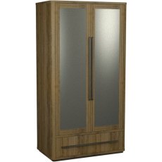 Luma Knotty Oak & Weathered Oak Double Wardrobe