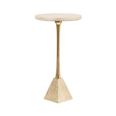 Ella Gold Metal Side Table with Cream Travertine Marble Top