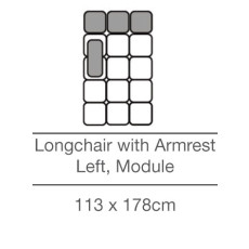 Kingsley Longchair with Armrest Left Module (113cm x 178cm) by 3C Candy