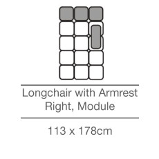 Kingsley Longchair with Armrest Right Module (113cm x 178cm) by 3C Candy