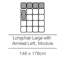 Kingsley Longchair Large with Armrest - Left - Module (148cm x 178cm) by 3C Candy