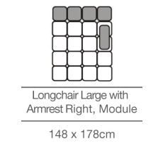 Kingsley Longchair Large with Armrest - Right - Module (148cm x 178cm) by 3C Candy