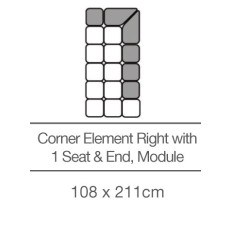 Kingsley Corner Element with 1 Seat and End - Right - Module (108 cm x 211cm) by 3C Candy