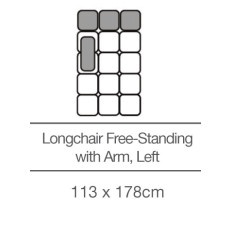 Kingsley Free-Standing Longchair with Armrest Left (113cm x 178cm) by 3C Candy