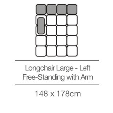 Kingsley Free-Standing Longchair Large with Armrest Left (148cm x 178cm) by 3C Candy