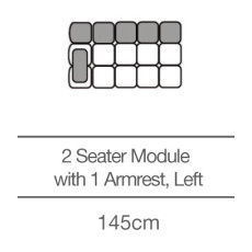 Kingsley 2 Seater Module with Armrest - Left (145cm) by 3C Candy
