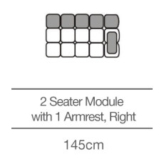 Kingsley 2 Seater Module with Armrest - Right (145cm) by 3C Candy