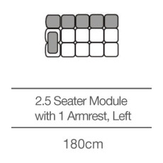 Kingsley 2.5 Seater Module with Armrest - Left (180cm) by 3C Candy