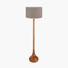 Toma Oiled Wood Tall Neck Floor Lamp With Edward Shade