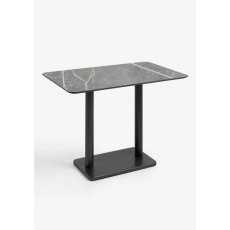 Brest 120 x 75cm Bar Table (92cm High) - Marble Light Grey Top & Black Frame - by Habufa